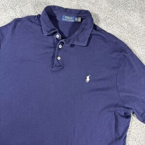 Polo Ralph Lauren Mens XXL Navy Blue Polo Shirt White Pony